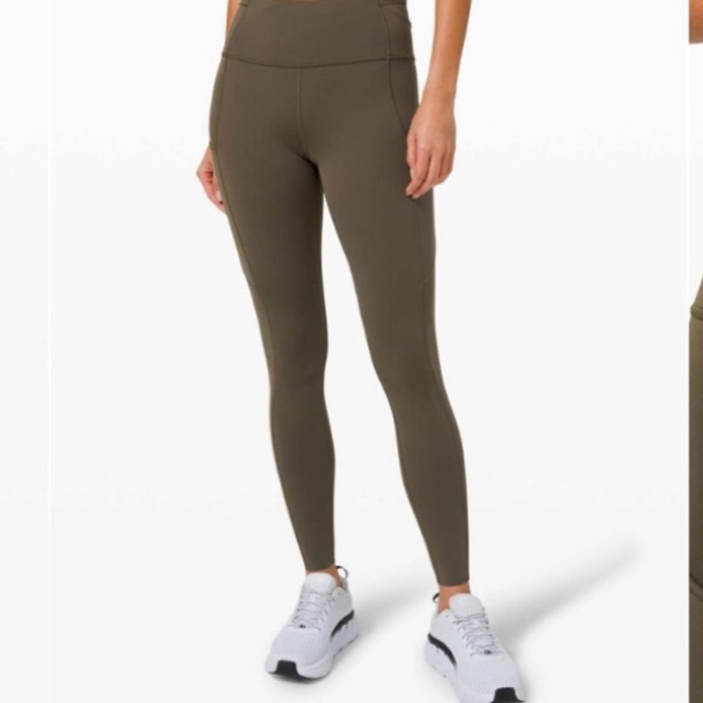 Fast and Free Lululemon leggings with pockets! Dark Olive size 8.